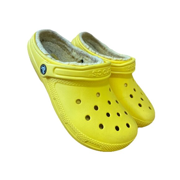 Crocs Classic Lined Clogs Unisex Size M6 W8 Yellow Sandals Comfy Festival - Picture 1 of 16